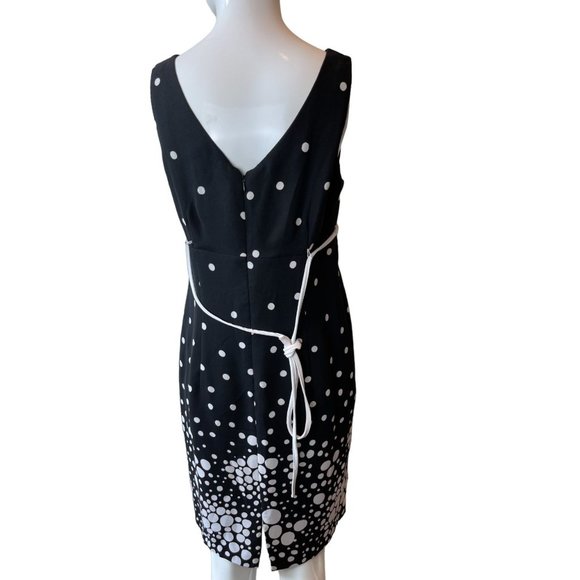 S.L. Fashion Womens Faux Wrap Sheath Dress Tie Waist Polka Dot Black Size 10P - Picture 2 of 7